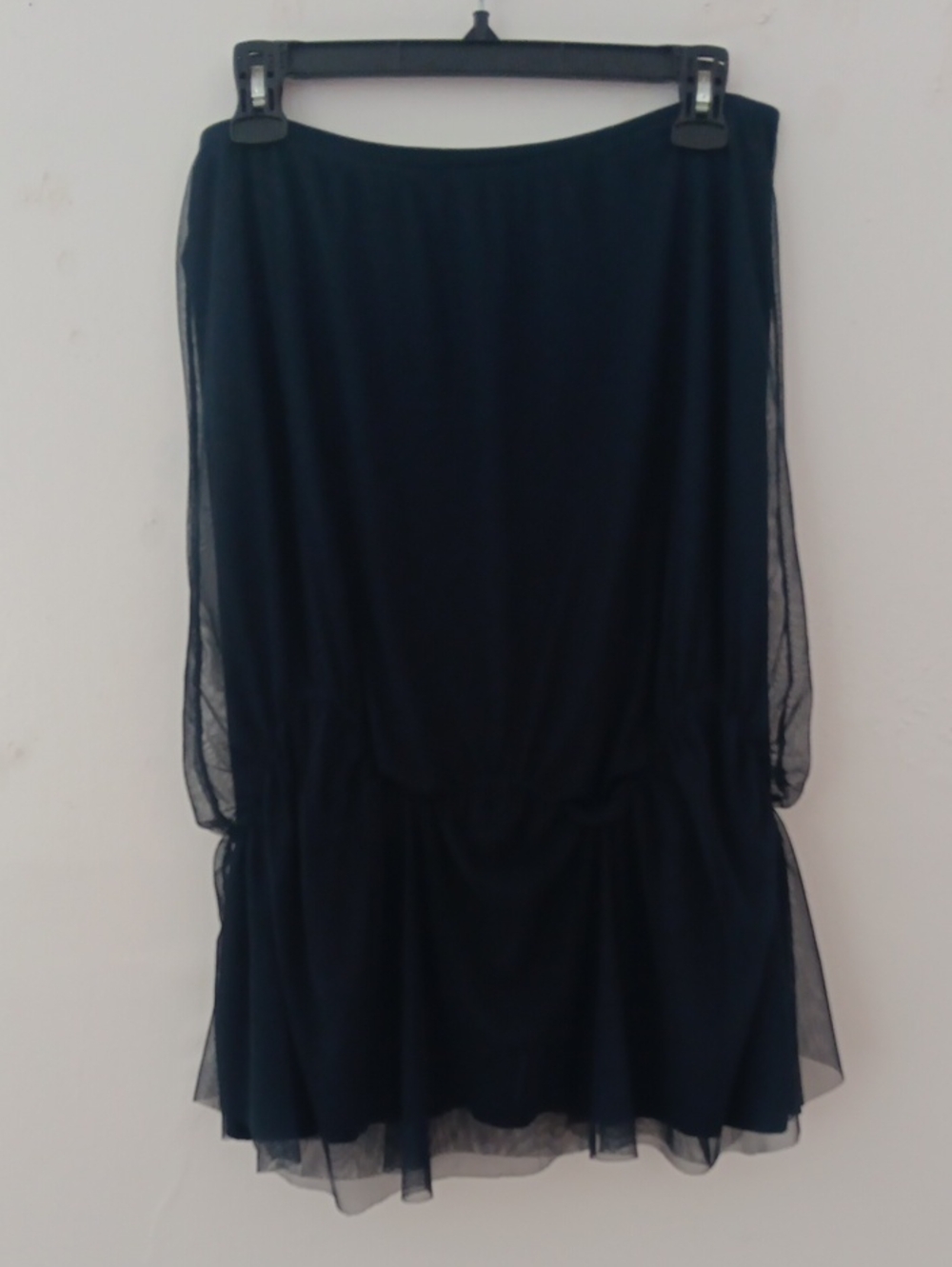 Lauren Vidal Navy Blue Mesh  Sheer Layered Skirt #3921